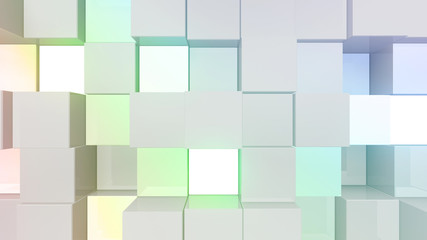 Light Block illumination neon Wall Bump 3D illustration abstract background.