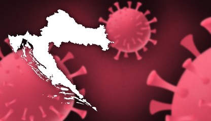 Croatia corona virus update with  map on corona virus background,report new case,total deaths,new deaths,serious critical,active cases,total recovered,virus spread  Wuhan China