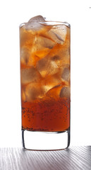 cola in a glass with ice