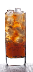 cola in a glass with ice