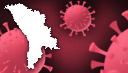 Moldova  corona virus update with  map on corona virus background,report new case,total deaths,new deaths,serious critical,active cases,total recovered,virus spread  Wuhan China
