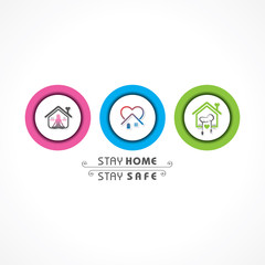 Illustration for Stay Home, Stay Safe , Do Yoga and Cook Food Concept