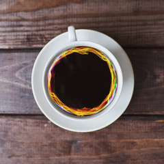 Coffee black espresso with a colored outline in a white Cup