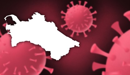 Turkmenistan  corona virus update with  map on corona virus background,report new case,total deaths,new deaths,serious critical,active cases,total recovered,virus spread  Wuhan China