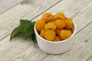 Sweet ripe tasty yellow raspberry