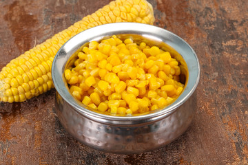 Young corn seeds in the bowl