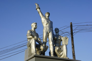 Soviet sculpture in the coldest part of Siberia in Russia