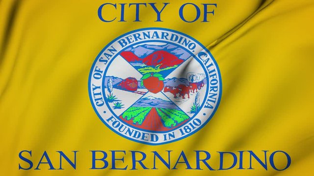 San Bernardino flag is waving 3D animation. San Bernardino California flag waving in the wind. San Bernardino flag seamless loop animation. 4K