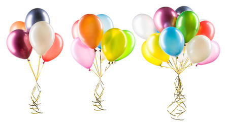 Set of multicolored helium balloons. Element of decorations for party. - obrazy, fototapety, plakaty