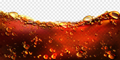 Fototapeta Air bubbles cola, soda drink, beer or water border. Dynamic fizzy carbonated motion on transparent background, aqua texture with randomly moving underwater fizzing droplets, realistic 3d vector frame obraz