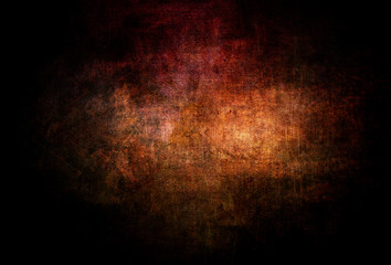 Modern progressive dark background with abstract dirty and scratched middle in red, purple and orange colors