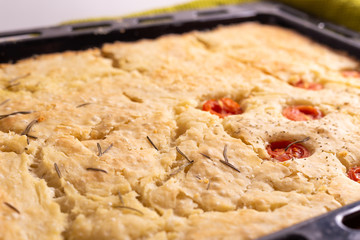 Freshly baked homemade mixed focaccia