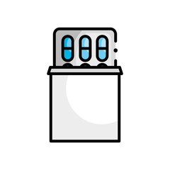 box with medicine pills blister icon, line color style