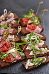 canape with meat  and vegetables