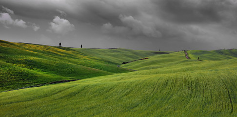 Summer stormy landscape of Tuscany, Italy