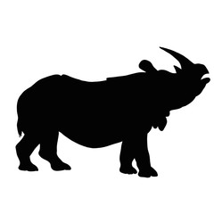 Rhino icon. Black silhouette of a wild animal 