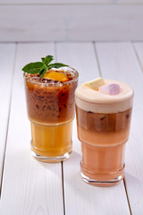 summer cocktail on the wooden background