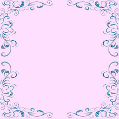 fairy tale pattern blue, white, blue, frosty, fresh, frame with bends