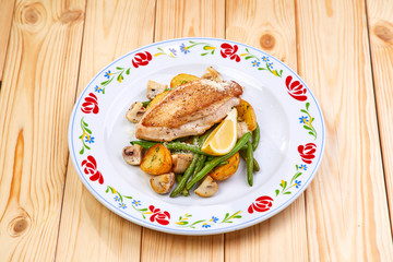 grilled chicken and baked potatoes