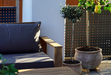 view of a mediterranean outdoor sitting area on a terrace