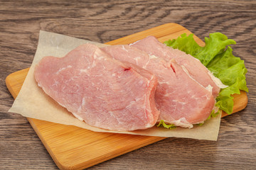 Raw pork steak for cooking