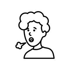 cartoon sickness man coughing, line style