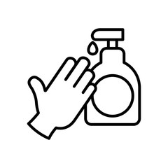 hand and antibacterial gel bottle icon, line style