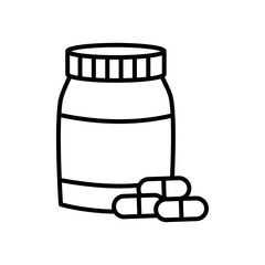 medicine pills bottle icon, line style