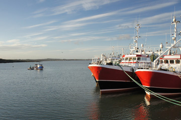 Naklejka premium Irish Sea fishing ships in port.Ireland. 