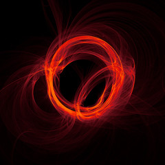 Abstract fractal background with hot red circles on black, 3D illustration
