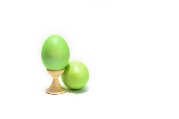 Two colored easter eggs isolated on the white background.