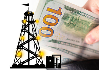 Oil prices. Concept - buying oil companies. Concept - investments in the petroleum industry. Oil...