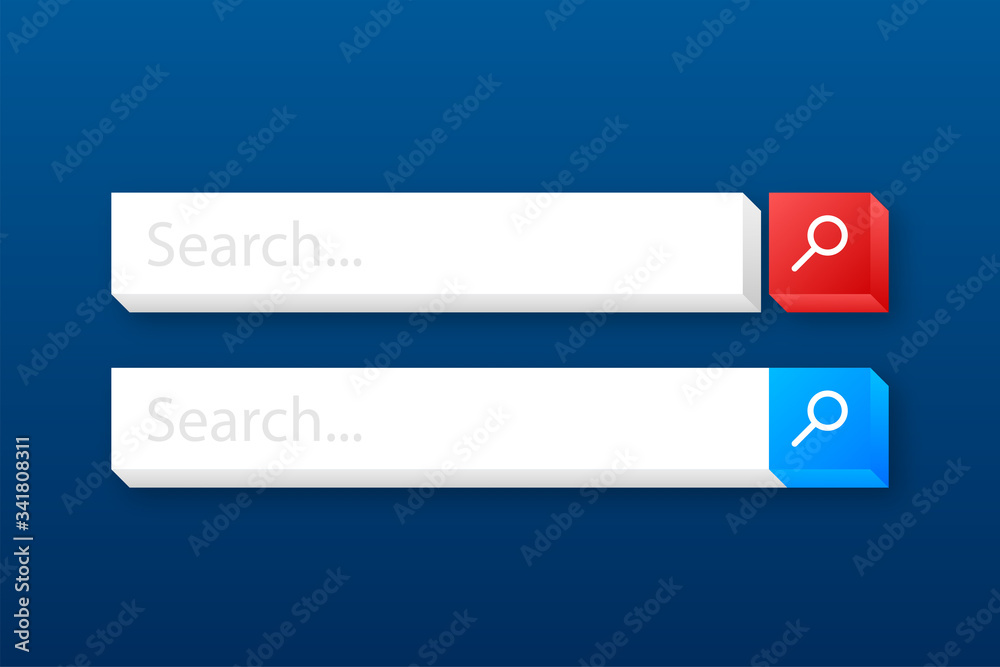 Poster set search bar vector element design, set of search boxes ui template isolated on blue background. v