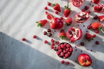 Vibrant Red Fruit Still Life