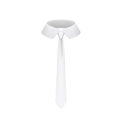 Realistic white tie isolated on white background. vector illustration