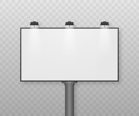 Obraz premium Billboard on light background. Empty white vector horizontal poster template. Template for marketing design. Vector stock illustration.