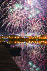 fireworks reflection in the water
