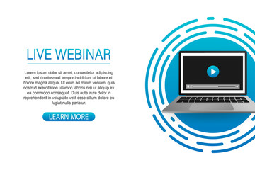 Concept live webinar for web page, banner, presentation, social media, documents. Watch video online.