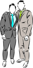 two men in elegant suits vector illustration