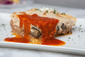 Greek traditional mousaka.