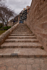Fototapeta na wymiar Stone staircase going up to the street