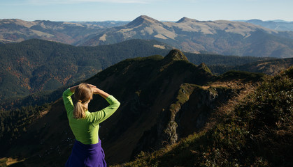 Trail runner enjoys scenic mountain view