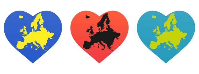 Isolated heart shaped europe map - Vector illustration