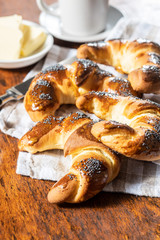 Sweet homemade croissants with poppy.