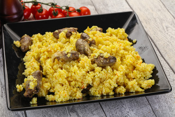 Rice with Chicken hearts