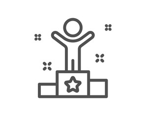 Winner podium line icon. Success sign. First place award symbol. Quality design element. Editable stroke. Linear style winner icon. Vector