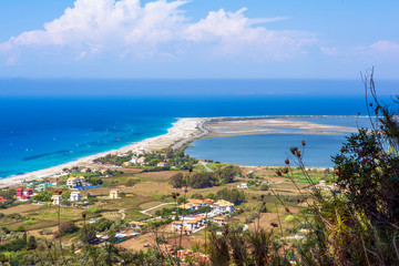 Fototapeta na wymiar Panoramic view of sandy beach on the island of Lefkada