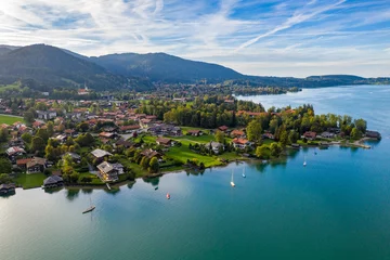 Foto op Canvas Tegernsee, Germany. Lake Tegernsee in Rottach-Egern (Bavaria), Germany near the Austrian border. Aerial view of the lake "Tegernsee" in the Alps of Bavaria. Bad Wiessee. Tegernsee lake in Bavaria. © daliu