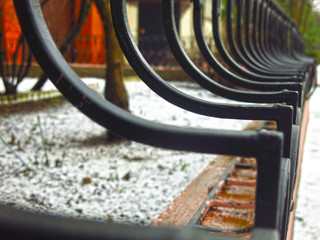 decorative black wrought iron fence with repeating elements