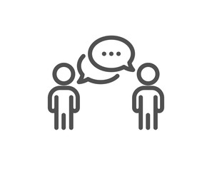 Consulting business line icon. Discussion or consultation sign. People communication management symbol. Quality design element. Editable stroke. Linear style consulting business icon. Vector